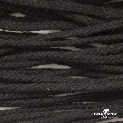 Шнур плетеный d-6 мм круглый, 70% хлопок 30% полиэстер, уп.90+/-1 м, цв.1078-черный - купить в Арзамасе. Цена: 588 руб.