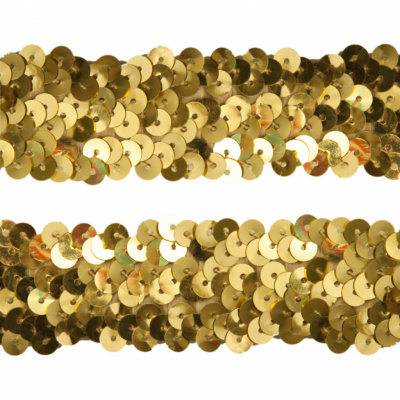 Тесьма с пайетками D16, шир. 30 мм/уп. 25+/-1 м, цвет золото - купить в Арзамасе. Цена: 1 098.48 руб.