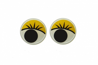 Глазки для игрушек, круглые, с бегающими зрачками, 12 мм/упак.50+/-2 шт, цв. -желтый - купить в Арзамасе. Цена: 95.04 руб.