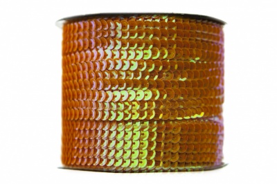 Пайетки "ОмТекс" на нитях, CREAM, 6 мм С / упак.73+/-1м, цв. 88 - оранжевый - купить в Арзамасе. Цена: 300.55 руб.