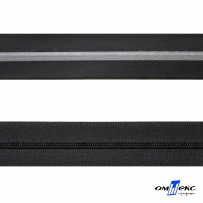 Рулонная молния с покрытием PVC спираль тип 3 (упак.270м) -черная с полосой СВО - купить в Арзамасе. Цена: 12.74 руб.