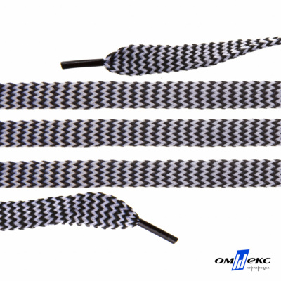 Шнурки #107-07, плоские 130 см, двухцветные цв.серый/чёрный - купить в Арзамасе. Цена: 23.03 руб.
