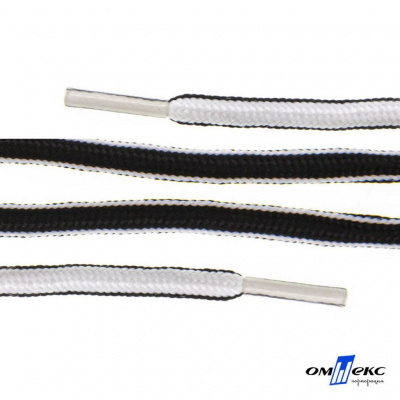 Шнурки #4-27, круглые 130 см, двухцветные (черно/белый) - купить в Арзамасе. Цена: 47.04 руб.