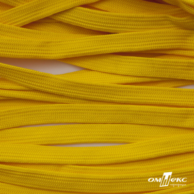 Шнур плетеный (плоский) d-12 мм, (уп.90+/-1м), 100% полиэстер, цв.269 - жёлтый - купить в Арзамасе. Цена: 8.62 руб.