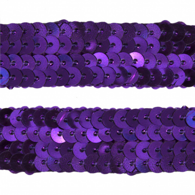 Тесьма с пайетками 12, шир. 20 мм/уп. 25+/-1 м, цвет фиолет - купить в Арзамасе. Цена: 778.19 руб.