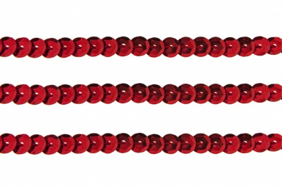 Пайетки "ОмТекс" на нитях, SILVER-BASE, 6 мм С / упак.73+/-1м, цв. 3 - красный - купить в Арзамасе. Цена: 468.37 руб.