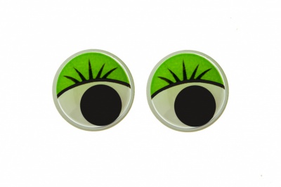 Глазки для игрушек, круглые, с бегающими зрачками, 15 мм/упак.50+/-2 шт, цв. -зеленый - купить в Арзамасе. Цена: 113.01 руб.