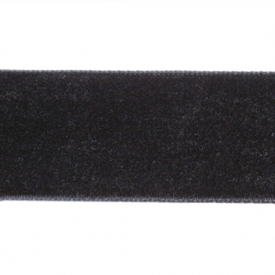 Лента бархатная нейлон, шир.25 мм, (упак. 45,7м), цв.03-черный - купить в Арзамасе. Цена: 800.84 руб.