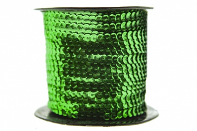 Пайетки "ОмТекс" на нитях, SILVER-BASE, 6 мм С / упак.73+/-1м, цв. 4 - зеленый - купить в Арзамасе. Цена: 484.77 руб.