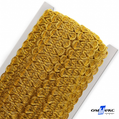 Тесьма металлизированная 0384-0777, шир. 34 мм/уп. 25+/-1 м, цвет золото - купить в Арзамасе. Цена: 586.51 руб.
