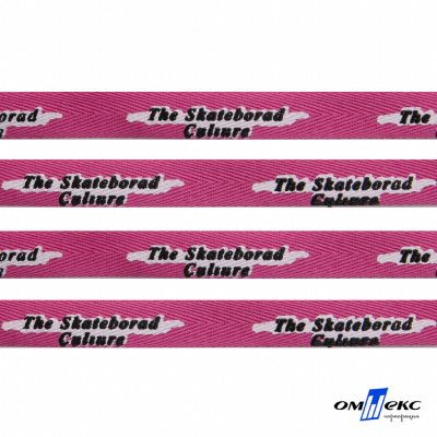 Тесьма отделочная (киперная) 10 мм, 100% хлопок,"THE SKATEBOARD CULIURE"(45 м) цв.121-26 -яр.розовый - купить в Арзамасе. Цена: 850.62 руб.