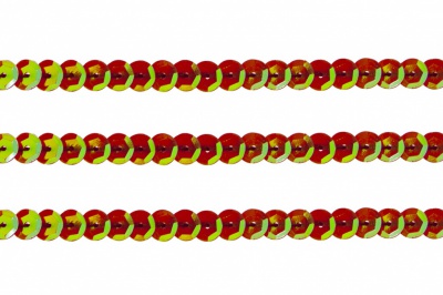 Пайетки "ОмТекс" на нитях, CREAM, 6 мм С / упак.73+/-1м, цв. 96 - красный - купить в Арзамасе. Цена: 484.77 руб.