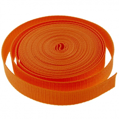 Стропа текстильная, шир. 25 мм (в нам. 50+/-1 ярд), цвет оранжевый - купить в Арзамасе. Цена: 409.94 руб.