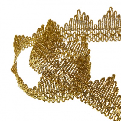 Тесьма металлизированная 0384-0240, шир. 40 мм/уп. 25+/-1 м, цвет золото - купить в Арзамасе. Цена: 490.74 руб.
