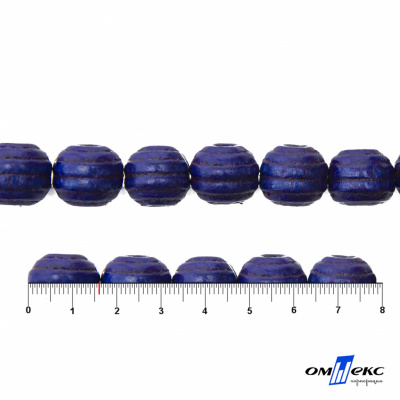 0309-Бусины деревянные "ОмТекс", 16 мм, упак.50+/-3шт, цв.006-синий - купить в Арзамасе. Цена: 62.22 руб.